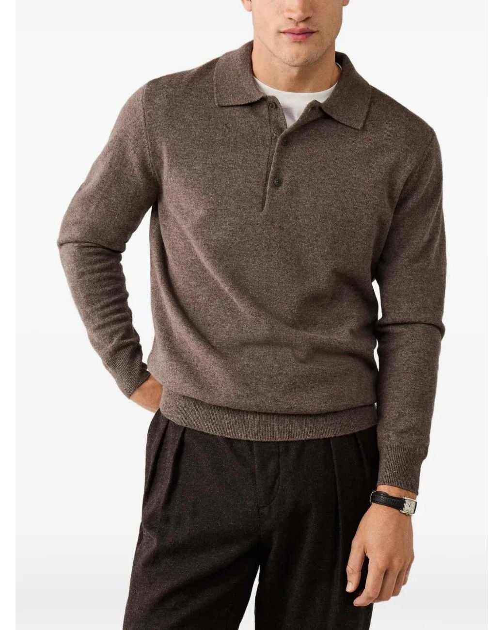Hackett Brown Knitted Polo Shirt for men