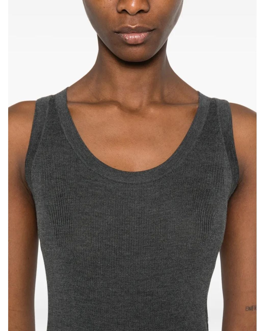 IVORY PARIS Black Ribbed Tank Top