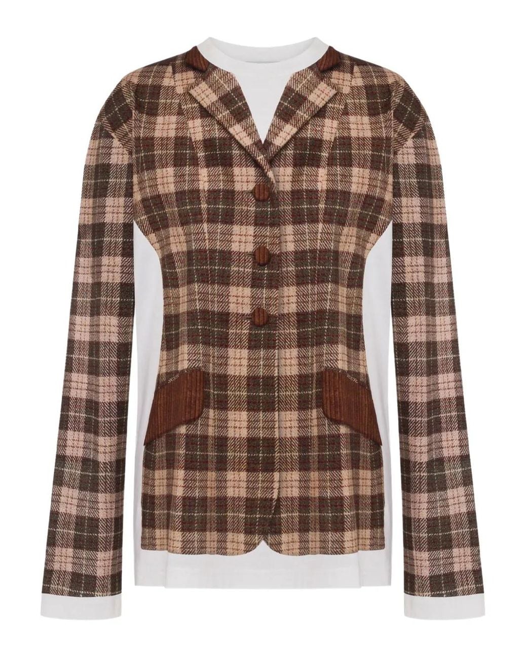 Moschino Brown Check-Patterned Cotton T-Shirt
