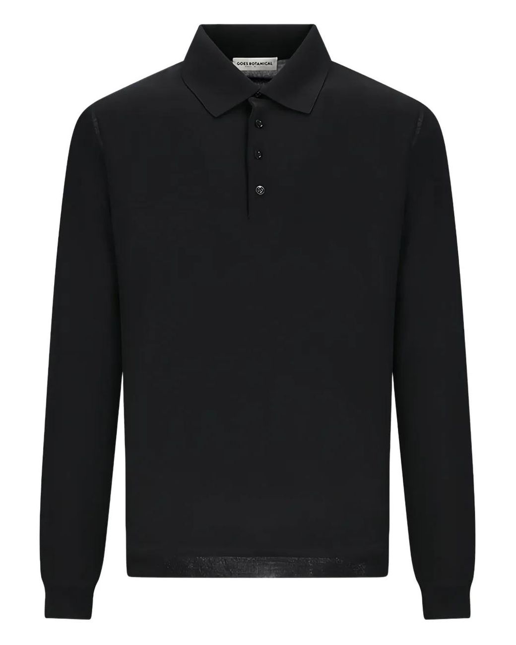 GOES BOTANICAL Black Buttoned Long-Sleeve Polo Shirt for men