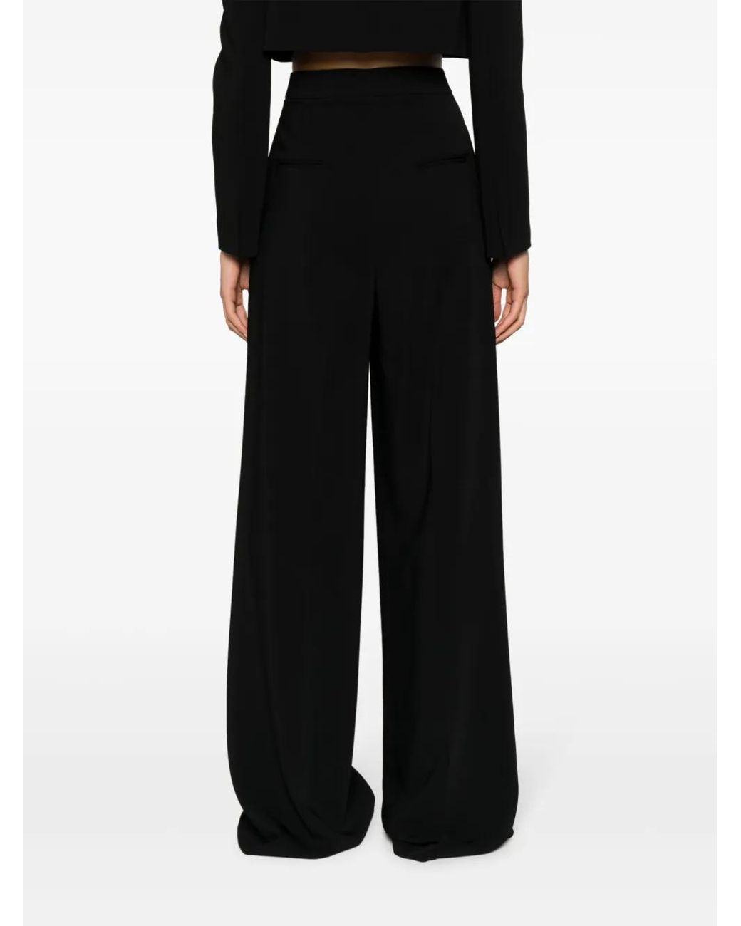 Moschino Black High-Waist Wide-Leg Trousers
