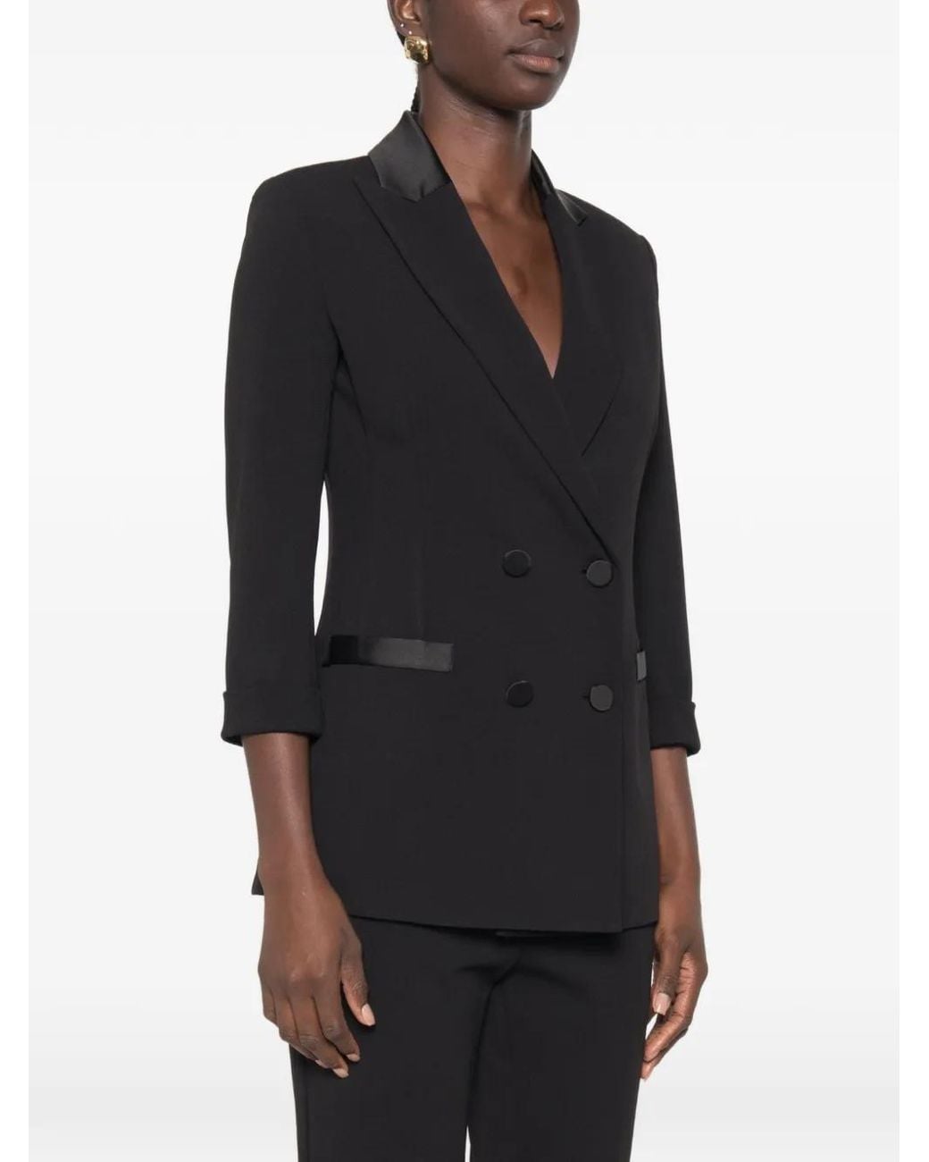 Imperial Black Double-Breasted Peak-Lapel Jacket
