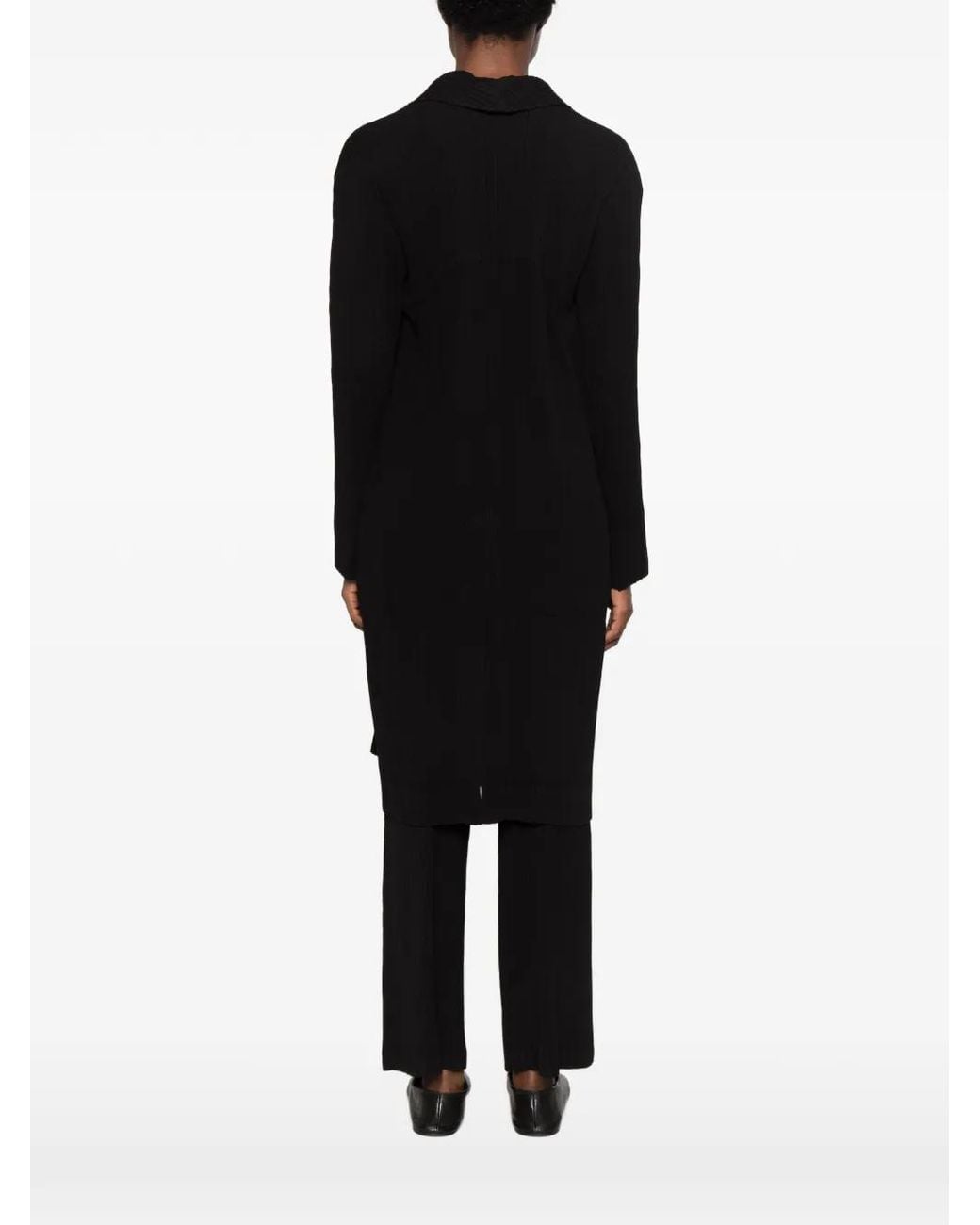 Issey Miyake Black Pleated Single-Breasted Coat