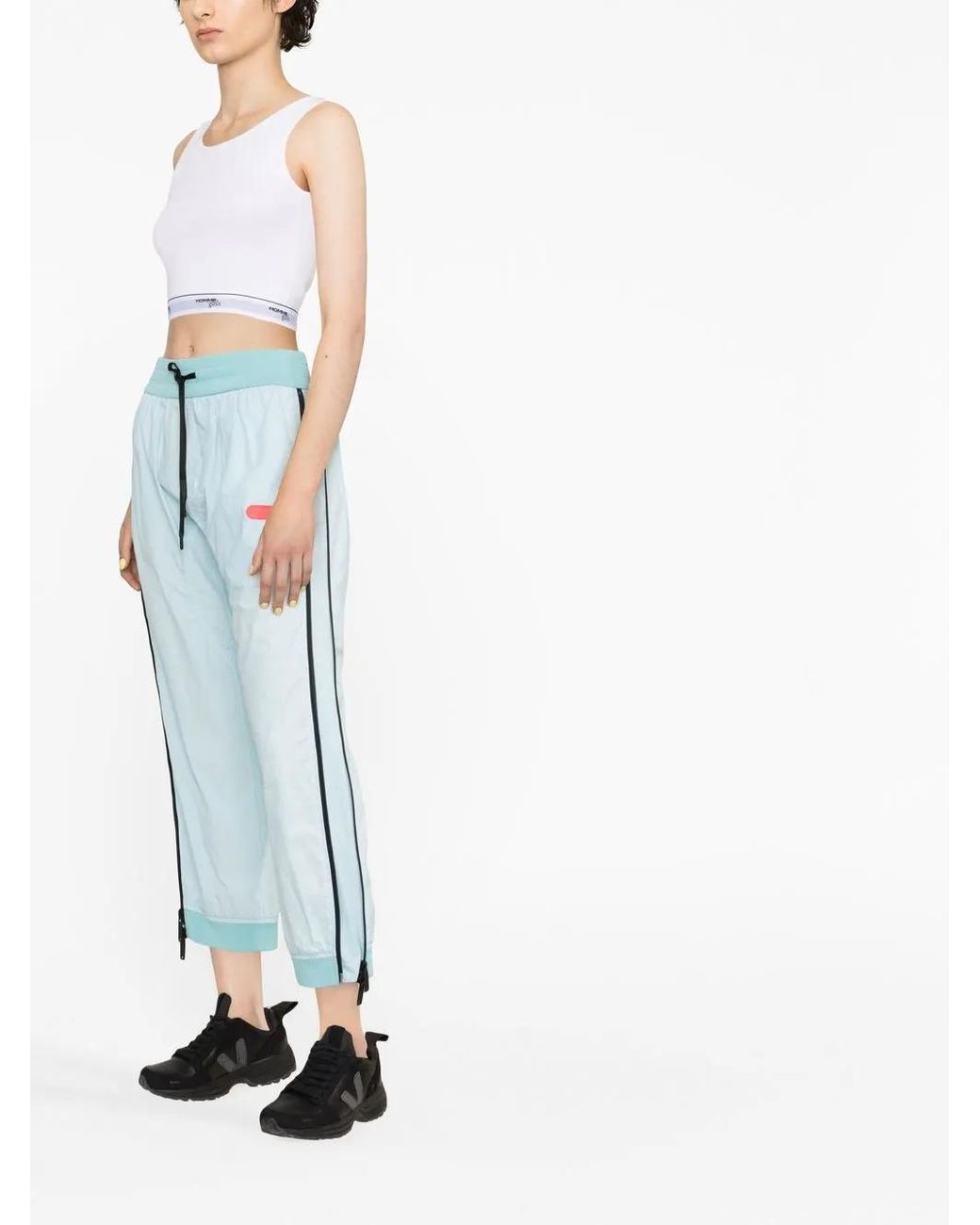 DSquared² Blue Side-Zip Logo-Patch Trousers