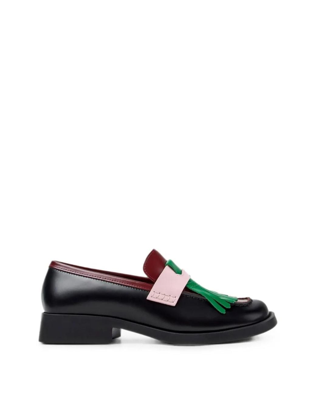 Camper Black Twins Fringed Leather Loafers