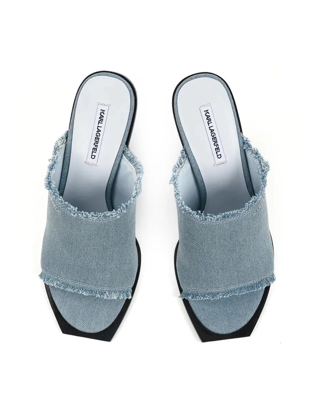 Karl Lagerfeld White Sandales À Logo Et À Talon Avec Détail Effiloché