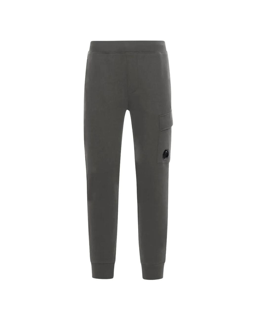 C P Company Gray Diagonal Raised Fleece Cargo Lens Sweattrousers for men