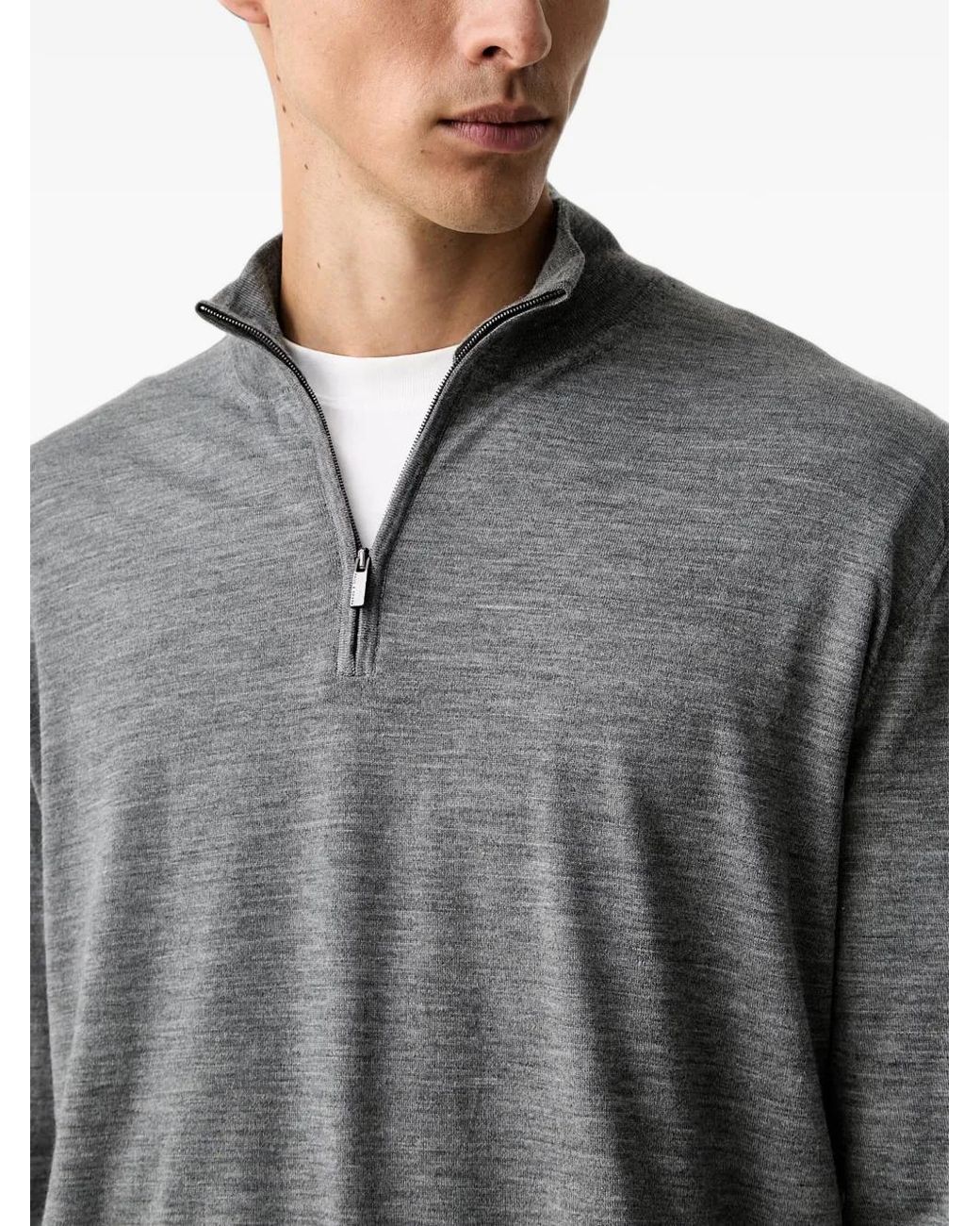 Paul & Shark Gray Quarter-Zip Sweater for men