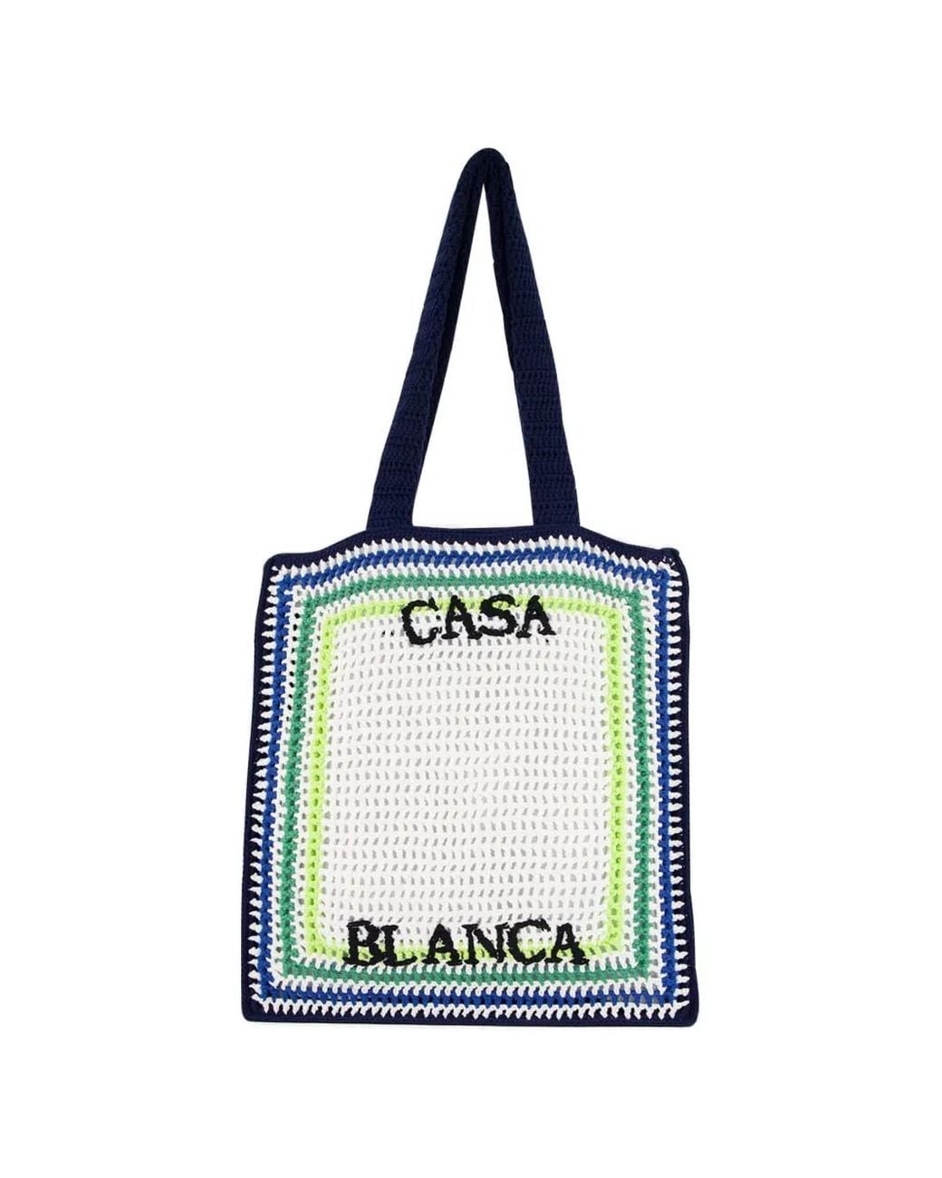 Casablanca Blue Stripe Crochet Shoulder Bag for men