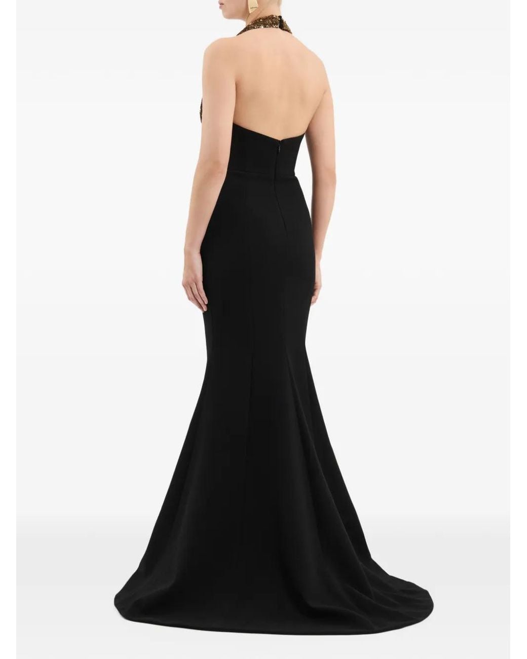 Rebecca Vallance Black Cambridge Halter Gown