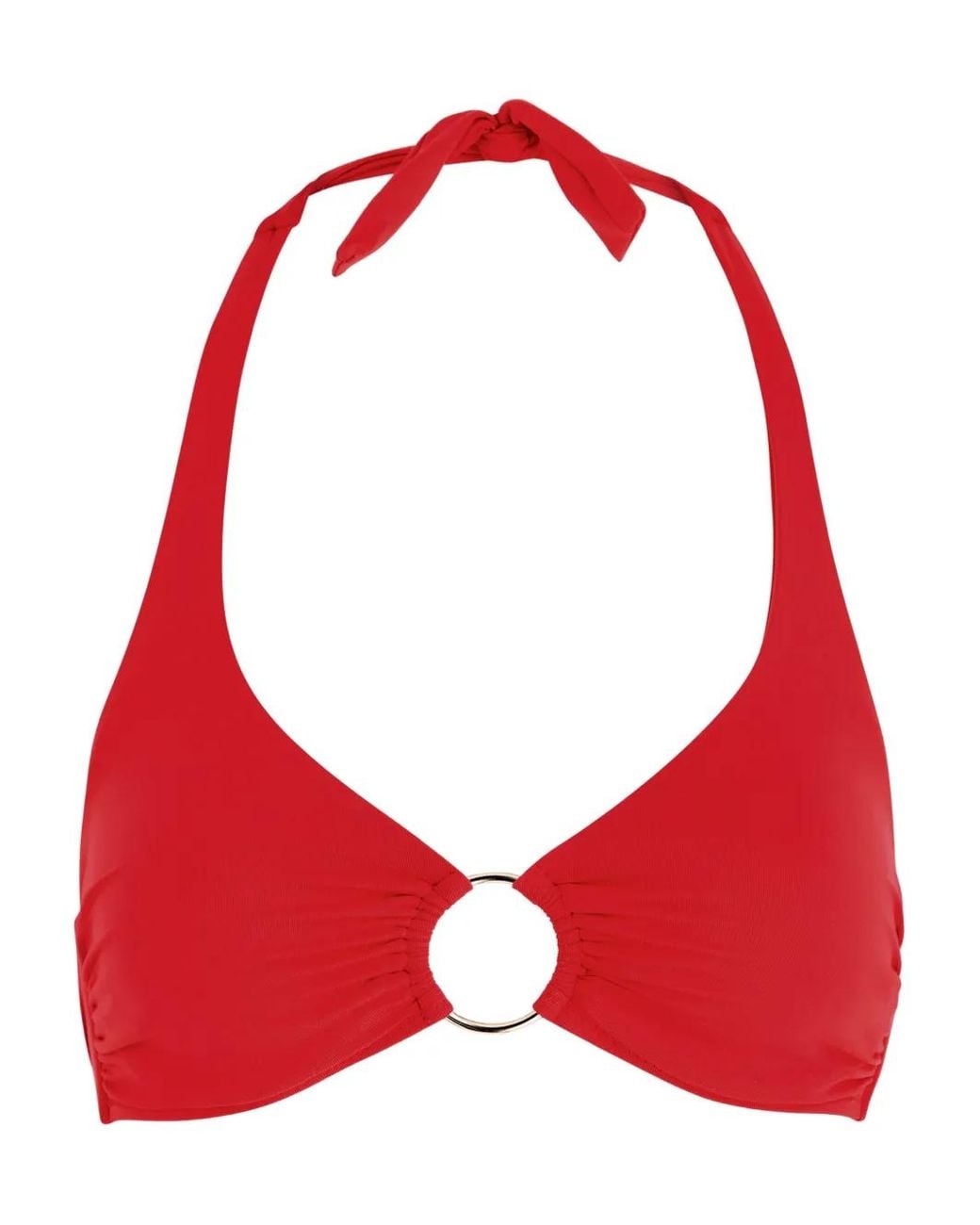 Melissa Odabash Red Brussels Ring-Detail Bikini Top