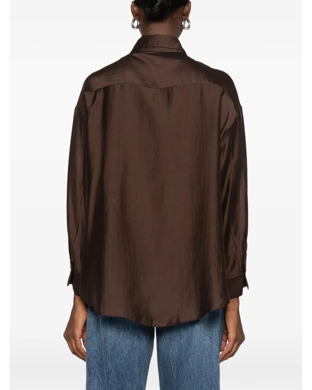 ELEH Brown Chest-Pocket Long-Sleeve Shirt