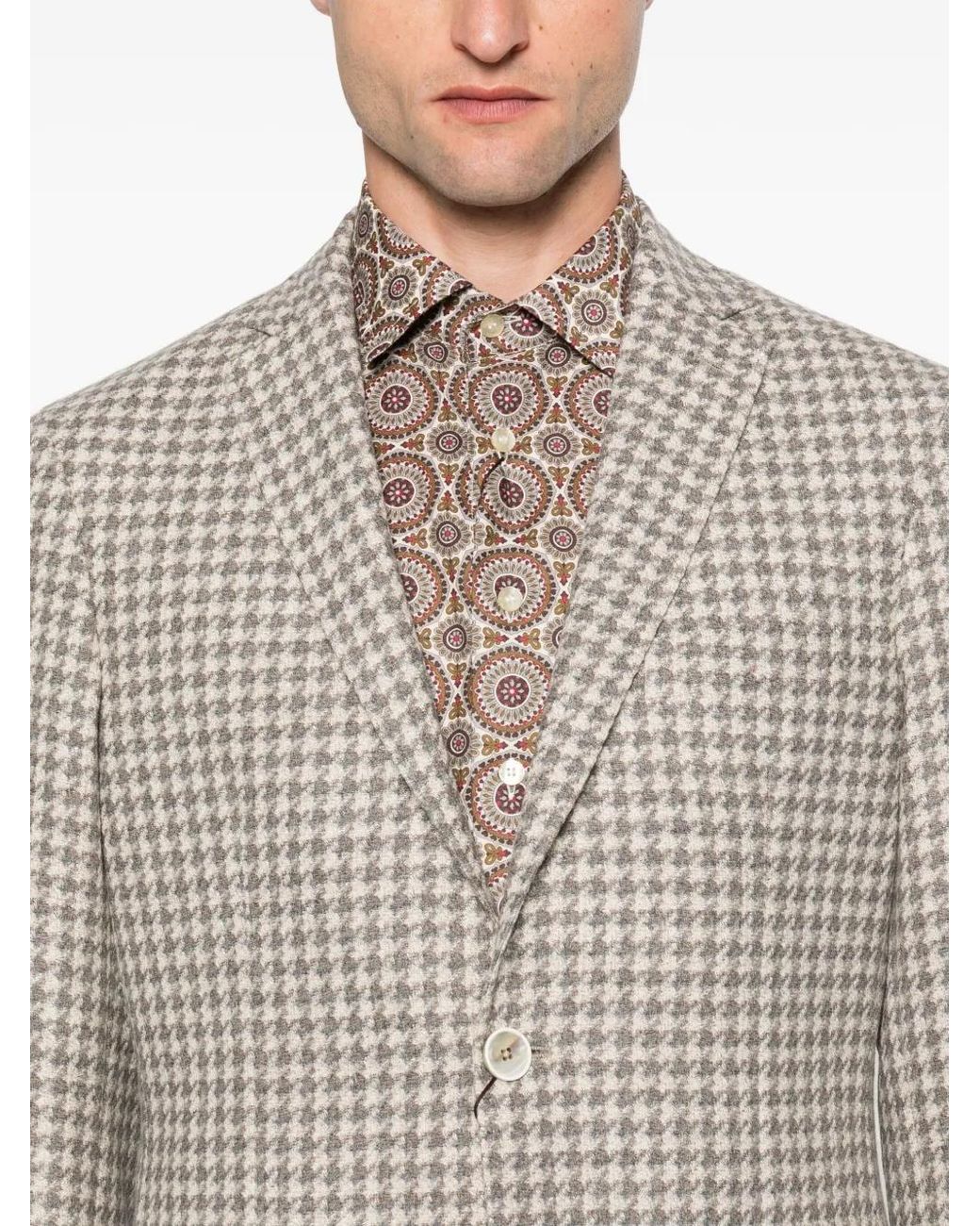 Etro Gray Houndstooth-Pattern Jacket for men