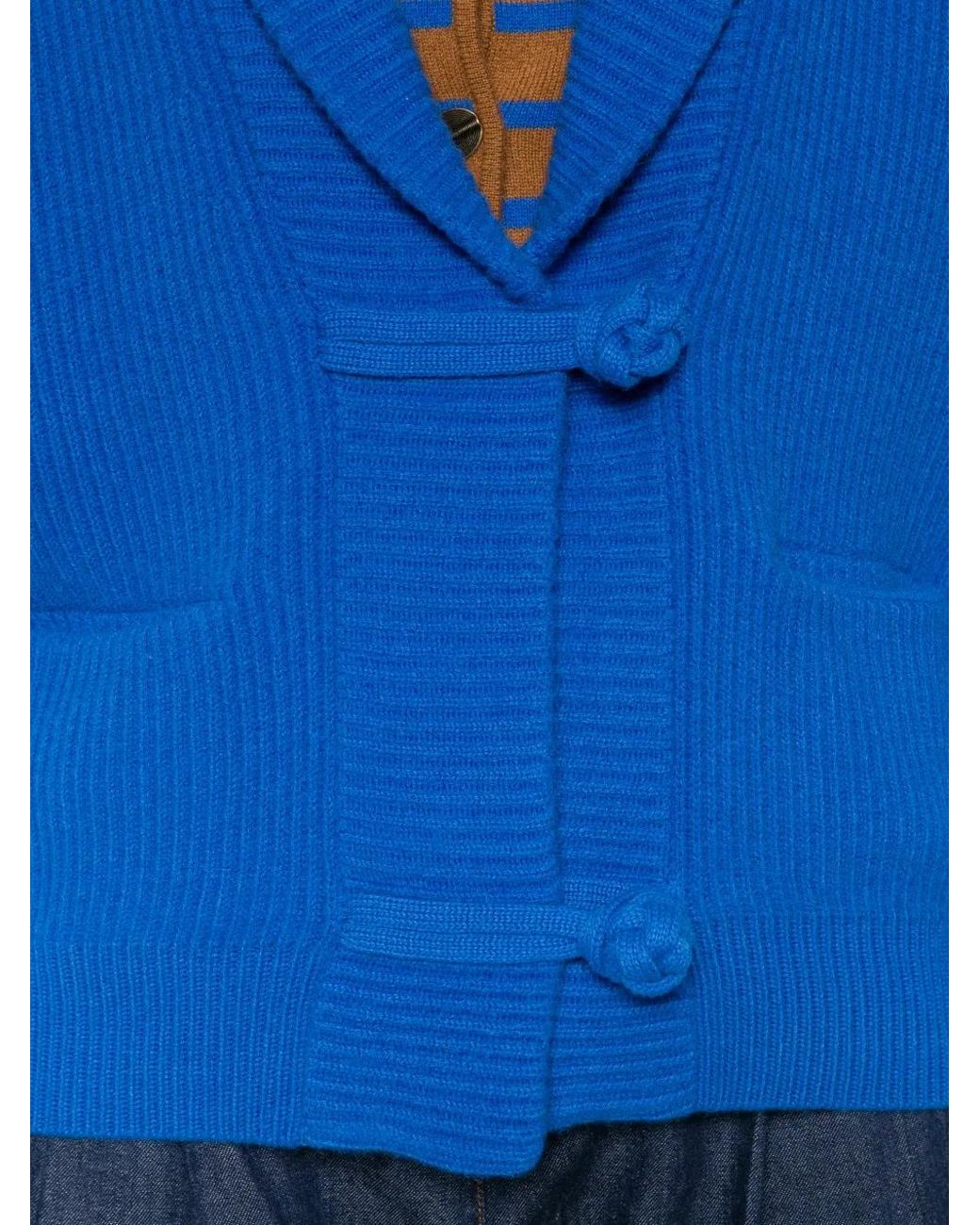 Forte_forte Blue Long-Sleeve Ribbed-Knit Cardigan