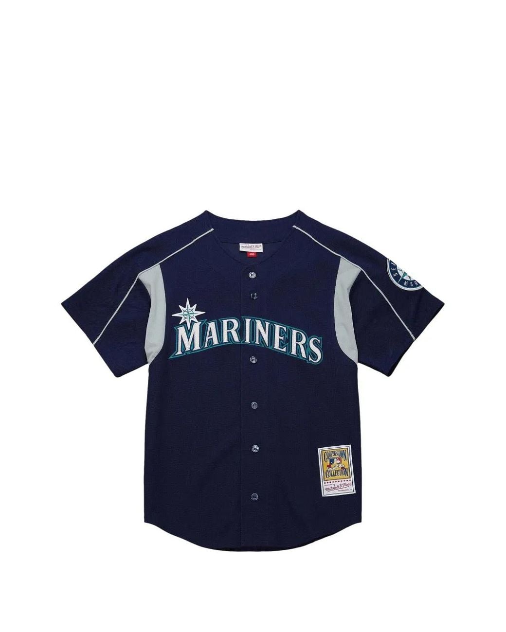 Mitchell & Ness Blue 2003 Seattle Mariners Buttoned Short-Sleeve Shirt for men