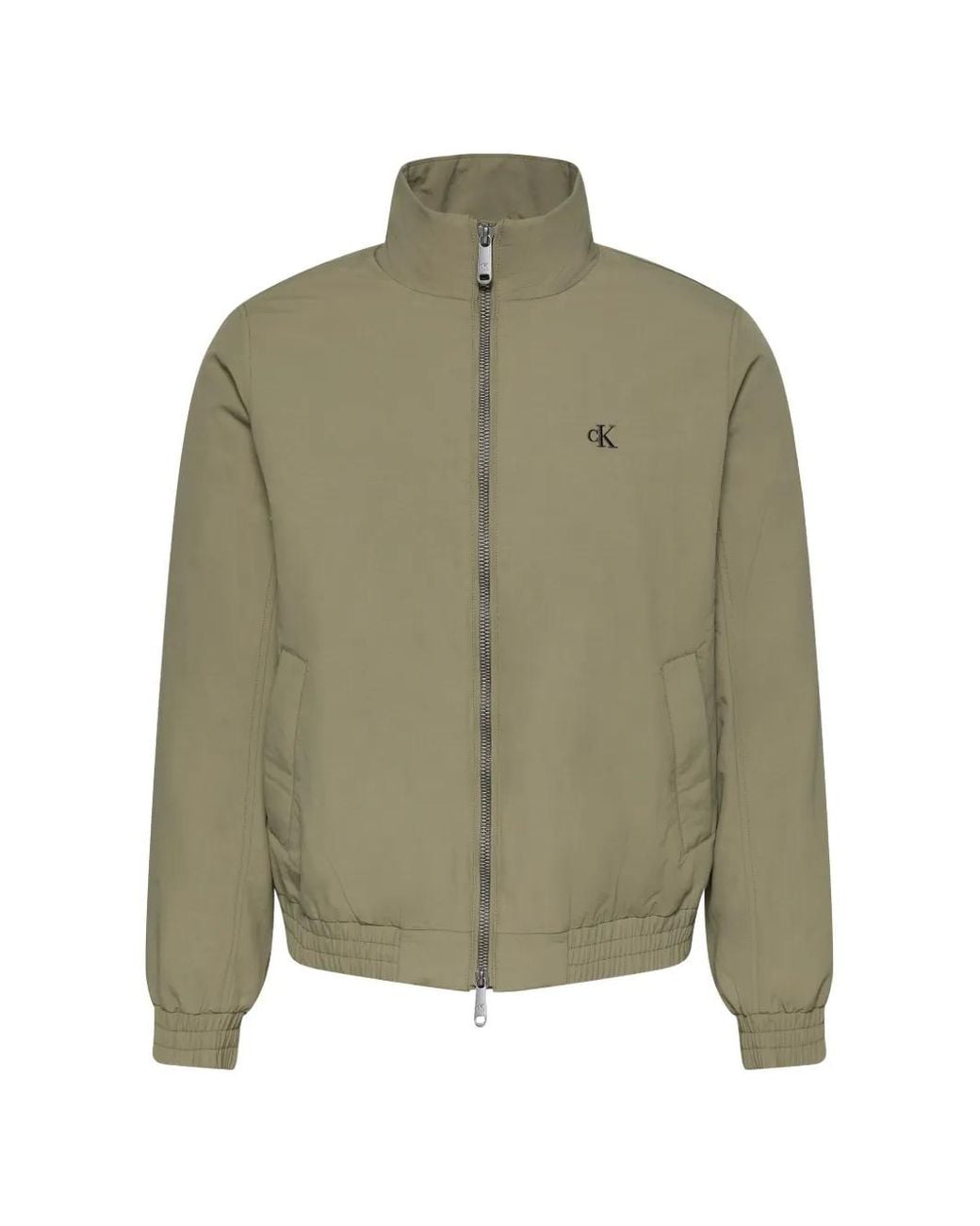 Calvin Klein Green Logo-Embroidered High-Neck Jacket for men