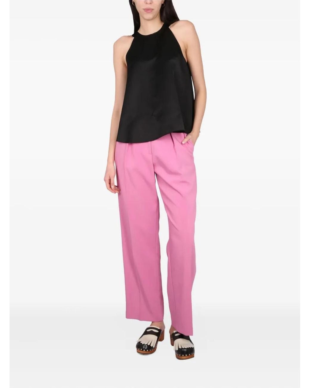 Alysi Pink Pleated-Front Trousers