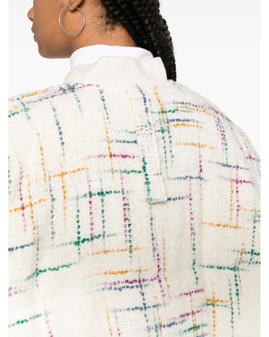 Khrisjoy White Oversized Tweed Bomber Jacket