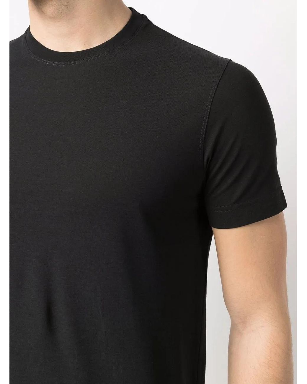 Zanone Black Short-Sleeved Cotton T-Shirt for men