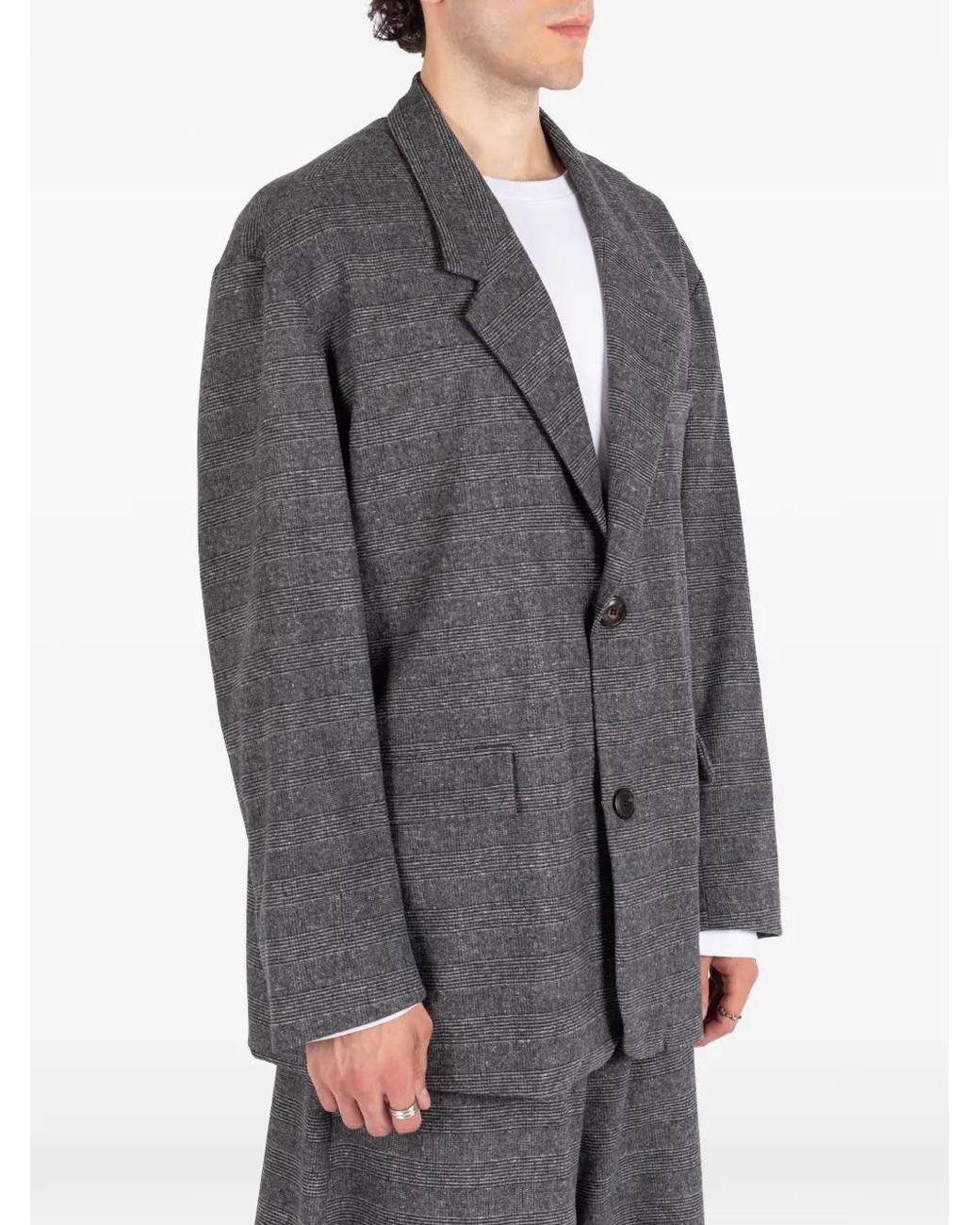 Societe Anonyme Gray Checked Wool Blazer