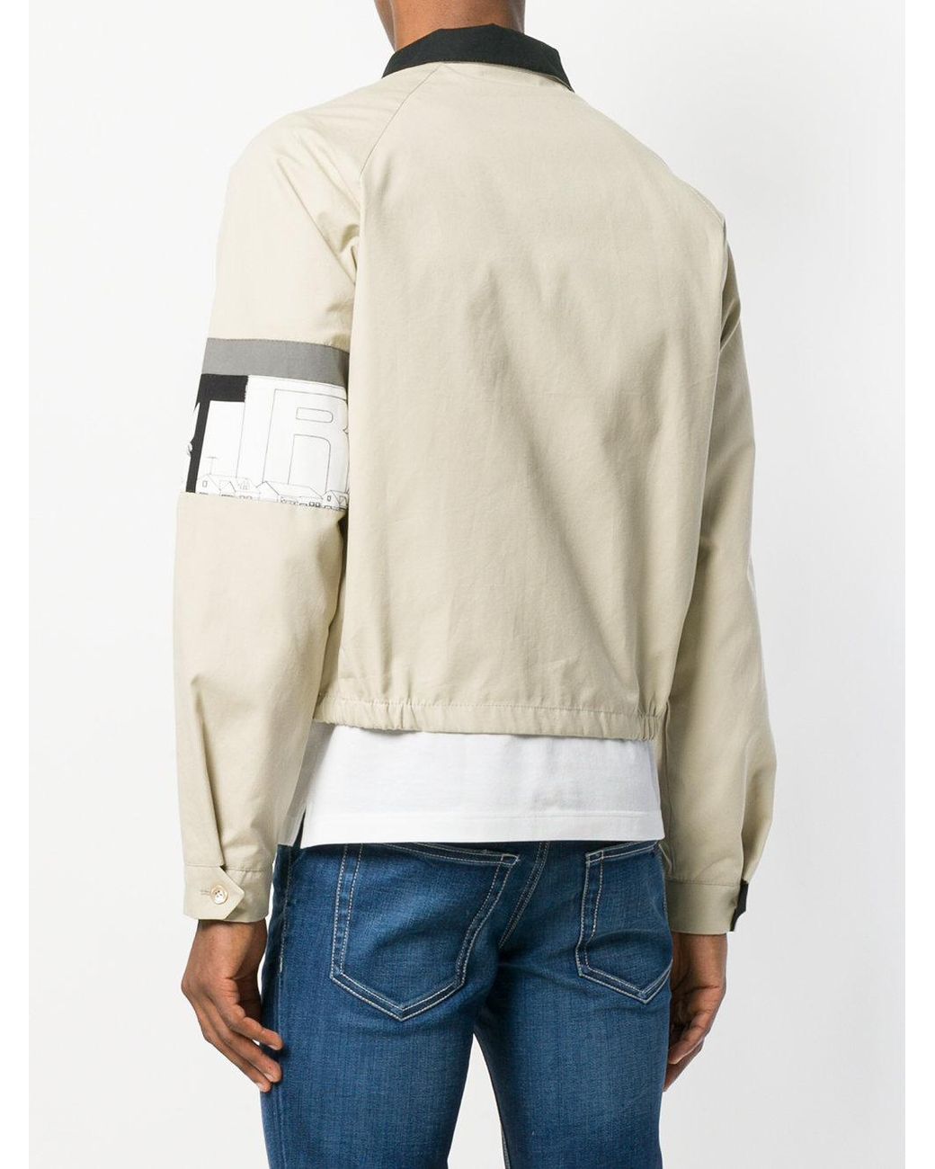 Garment Dyed Cotton Bomber Jacket in Neutrals - Prada