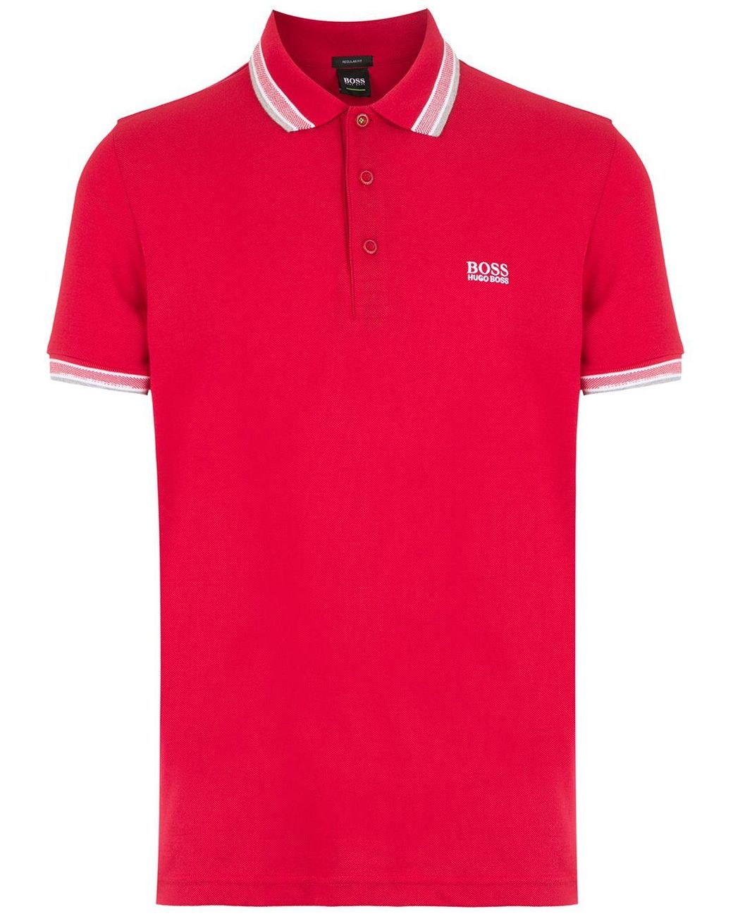 BOSS by Hugo Boss Stripe Trim Polo Shirt in Red for Men Lyst