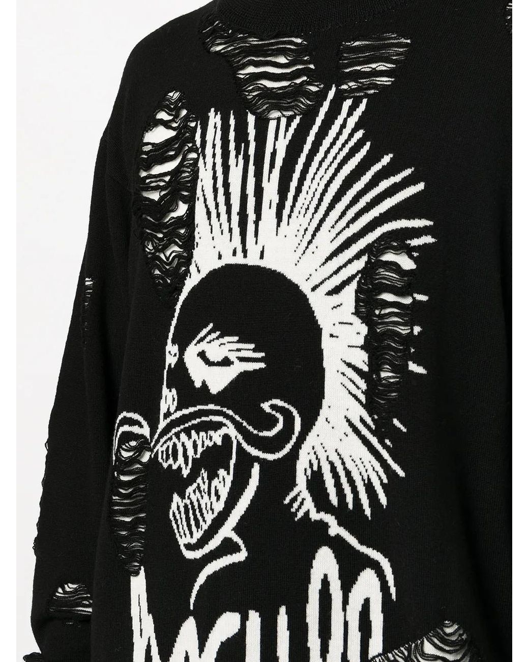 Haculla Black Logo-Knit Distressed Jumper for men