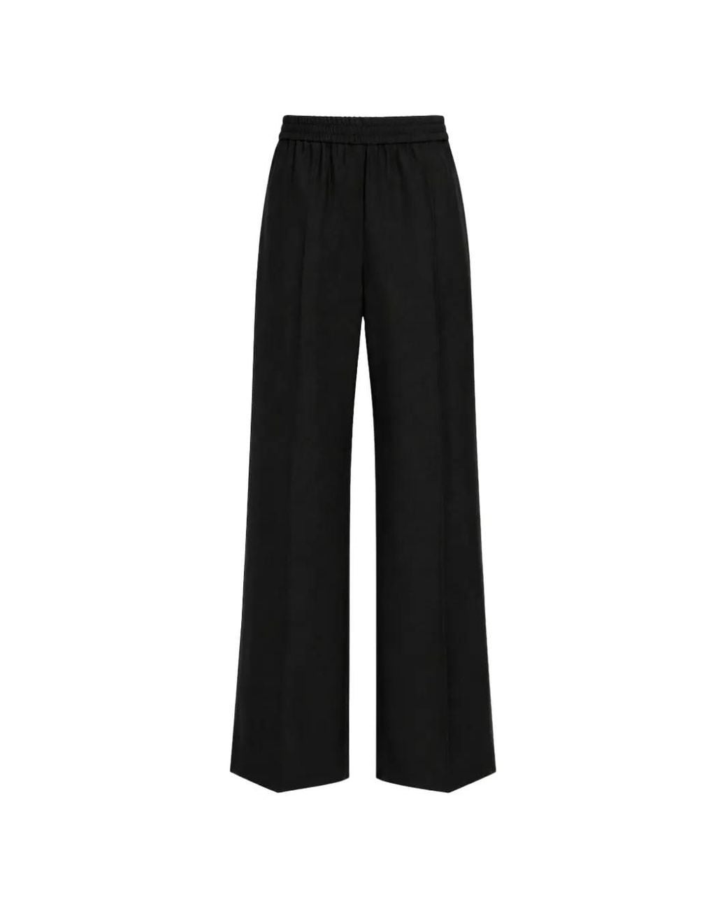 Weekend by Maxmara Black Elasticated-Waistband Pressed-Crease Trousers