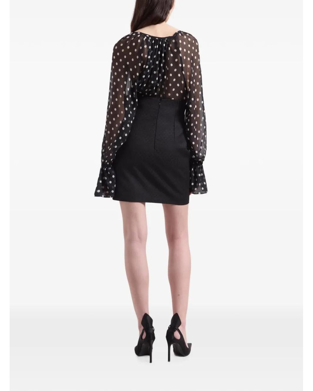 Nina Ricci Black Jacquard-Patterned High-Waisted Mini Skirt