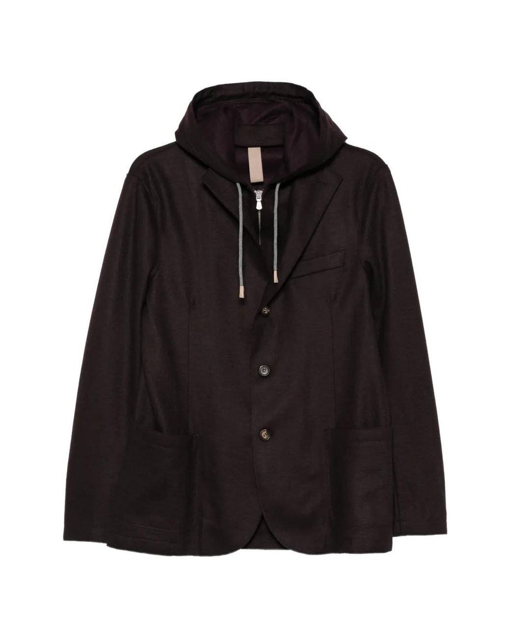 Eleventy Black Hooded Layered Jacket for men
