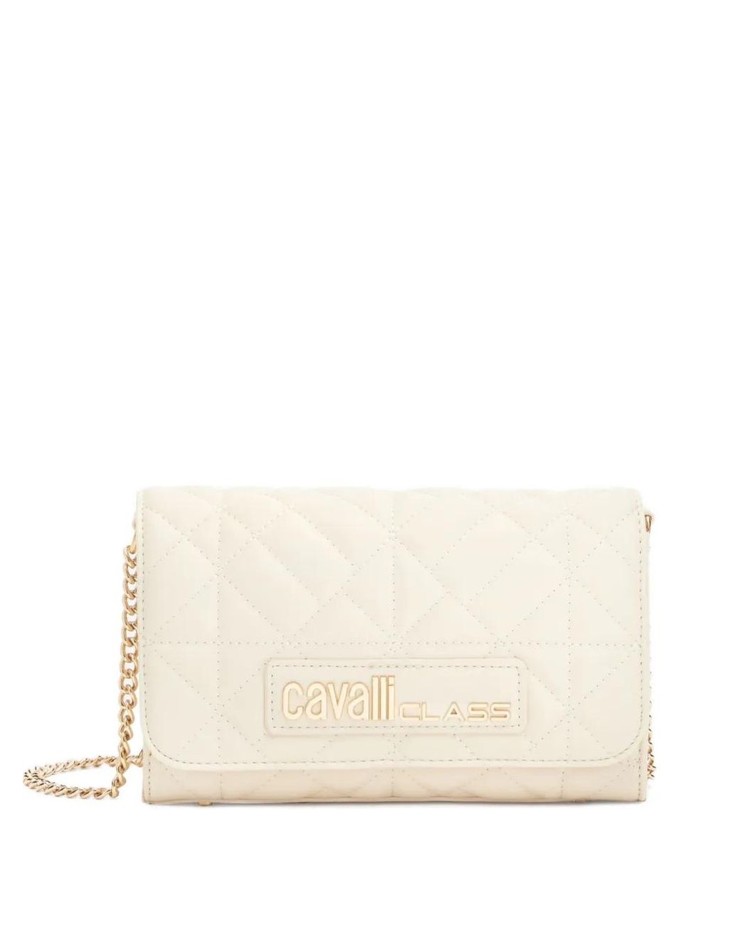 Roberto Cavalli Natural Chain Quilted Shoulder Bag