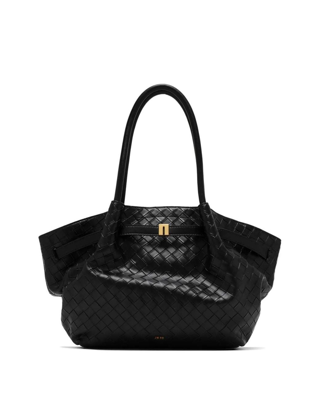 JW PEI Black Hana Medium Weave Texture Tote Bag