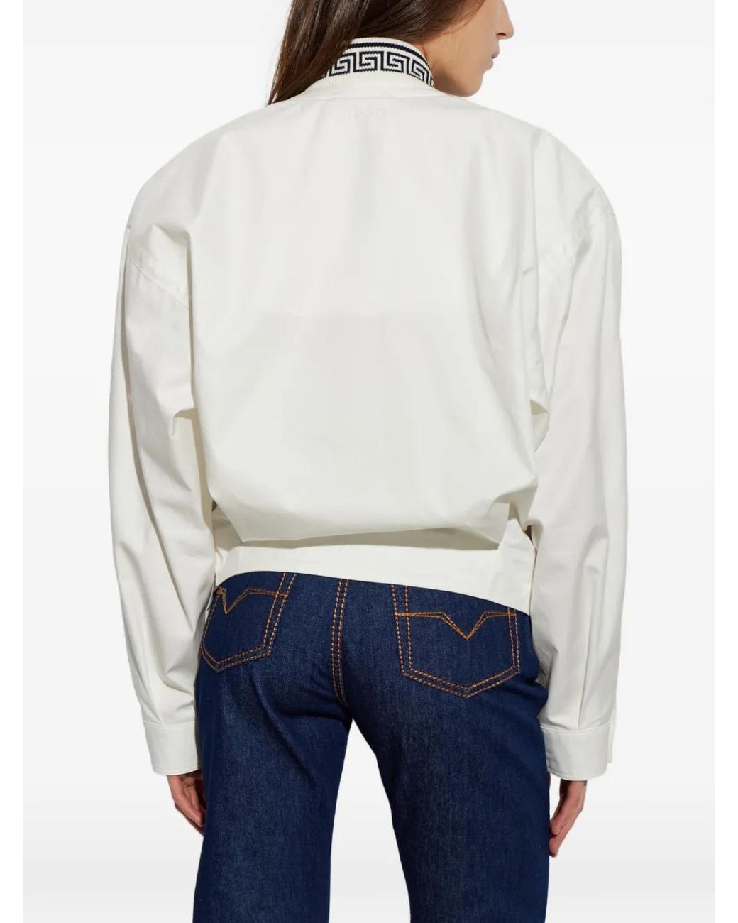 Versace White Greek Pattern Relaxed-Fit Jacket