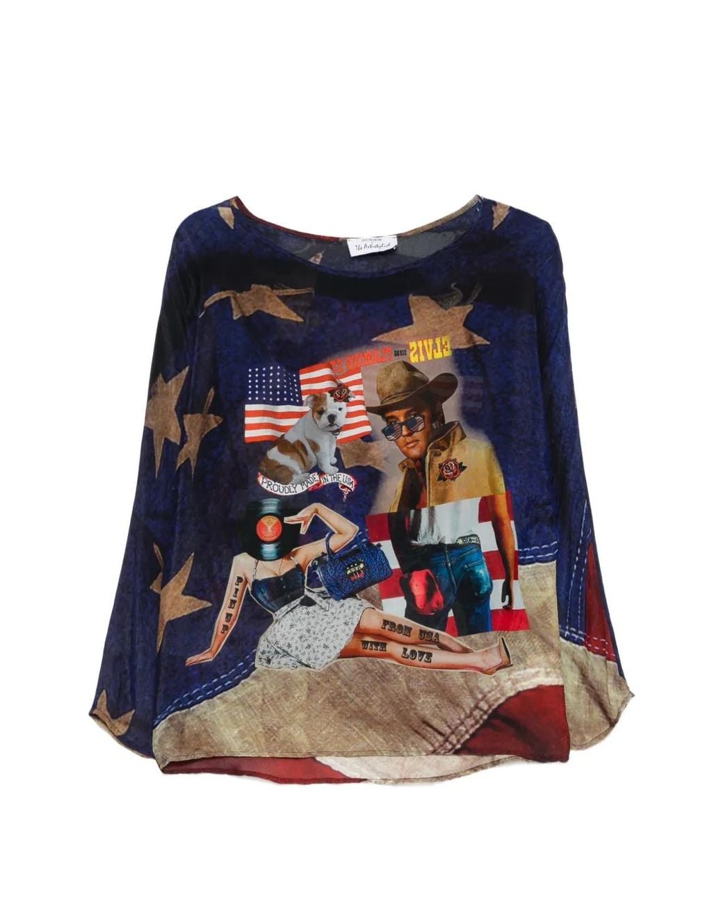 The Artistylist Blue Graphic-Print Long-Sleeve Blouse