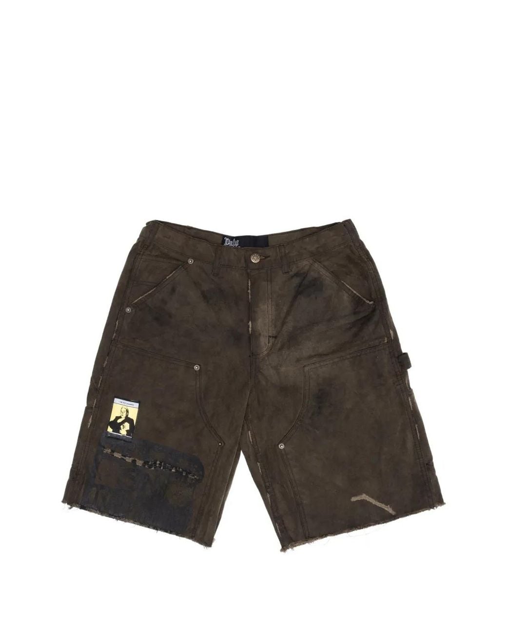 PALY Gray Sinned 4 Nothing Distressed Panelled Shorts for men