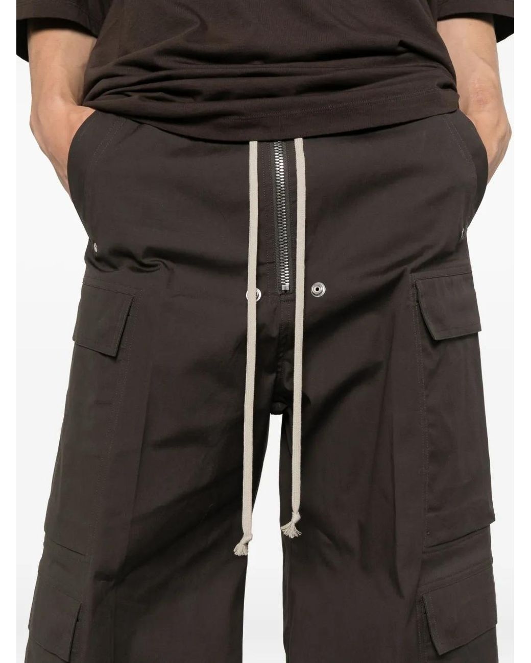Rick Owens Brown Drawstring Cargo Trousers for men
