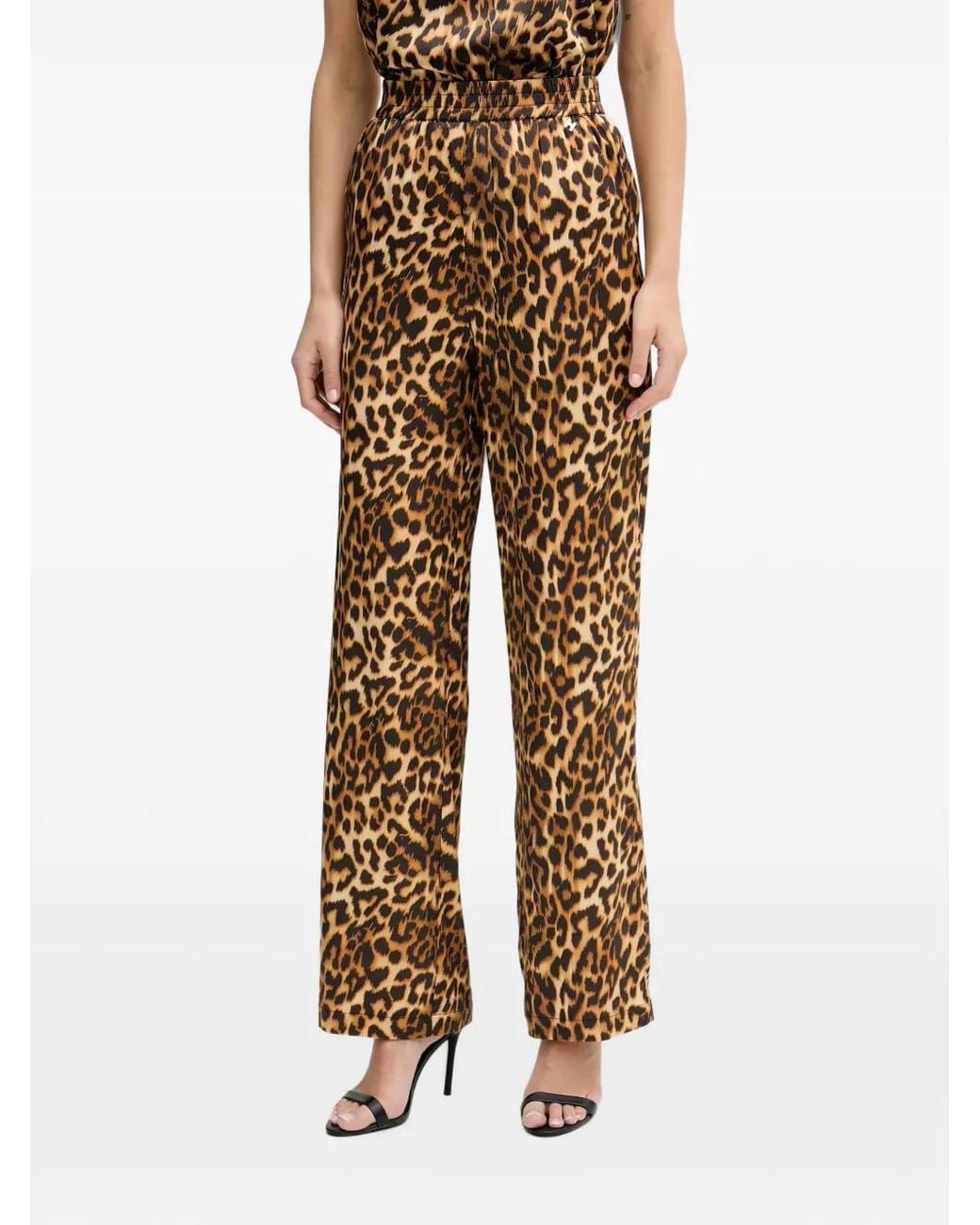 Silvian Heach Natural Kaval Animal-Print Trousers