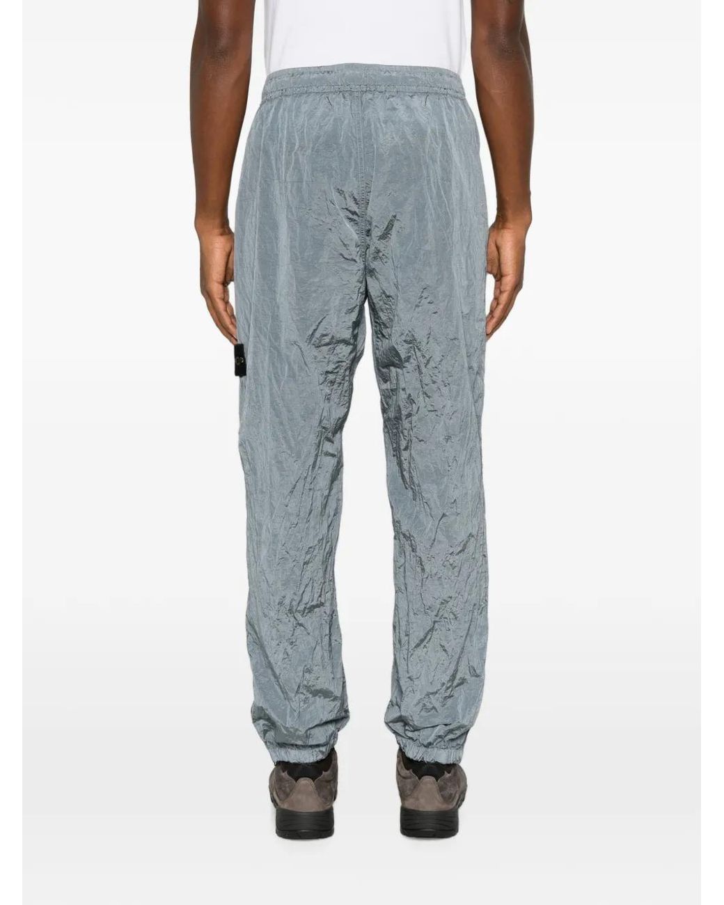 Stone Island Gray Logo-Patch Track Pants for men