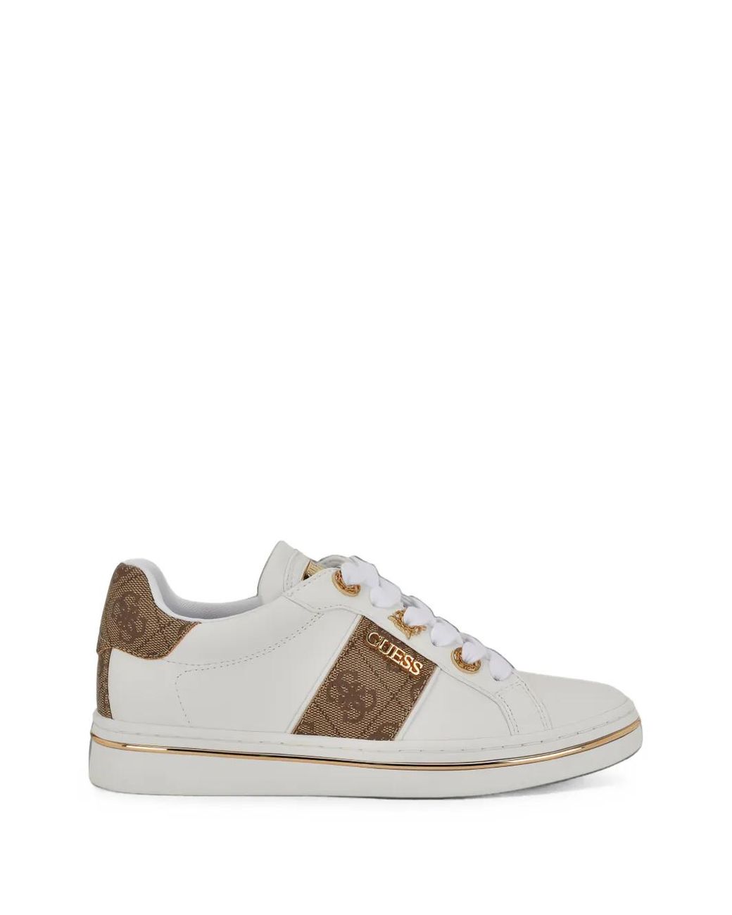 Guess White Stew Logo-Print Sneakers