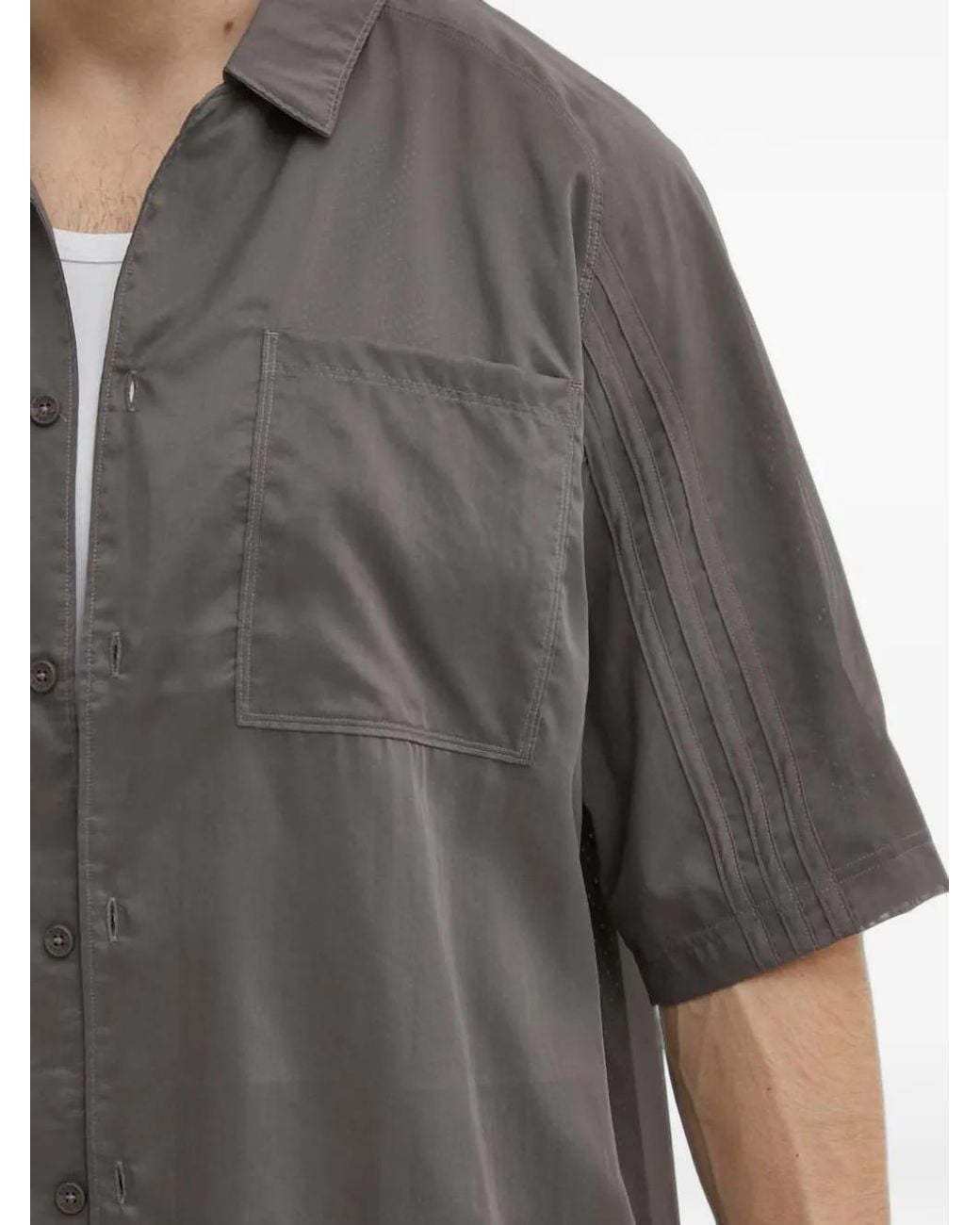 Adidas Gray Chest-Pocket Short-Sleeve Shirt for men