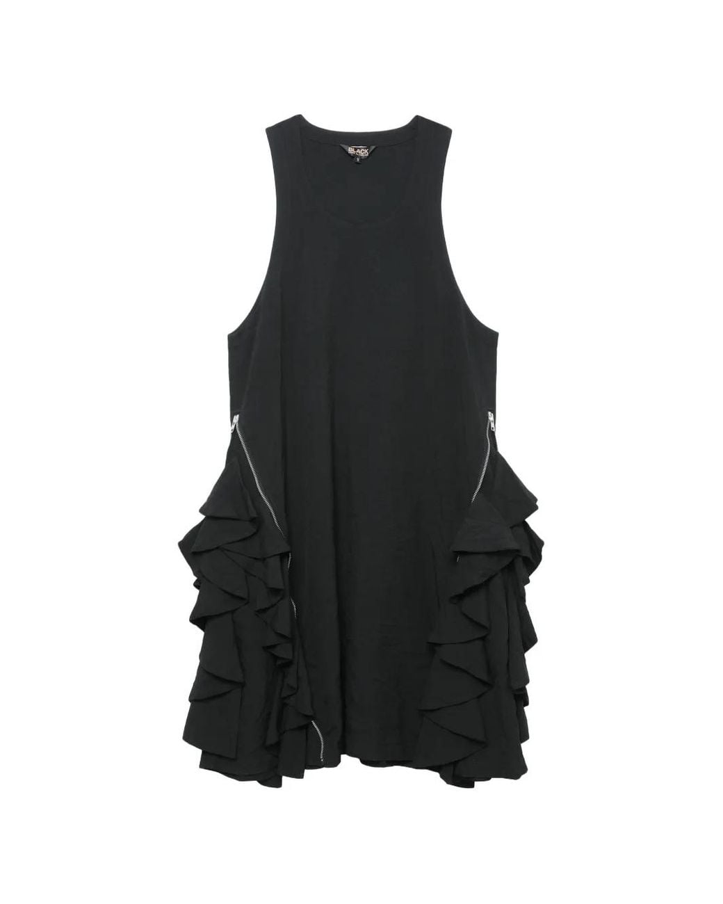 COMME DES GARÇON BLACK Black Ruffled Zip-Detail Midi Dress