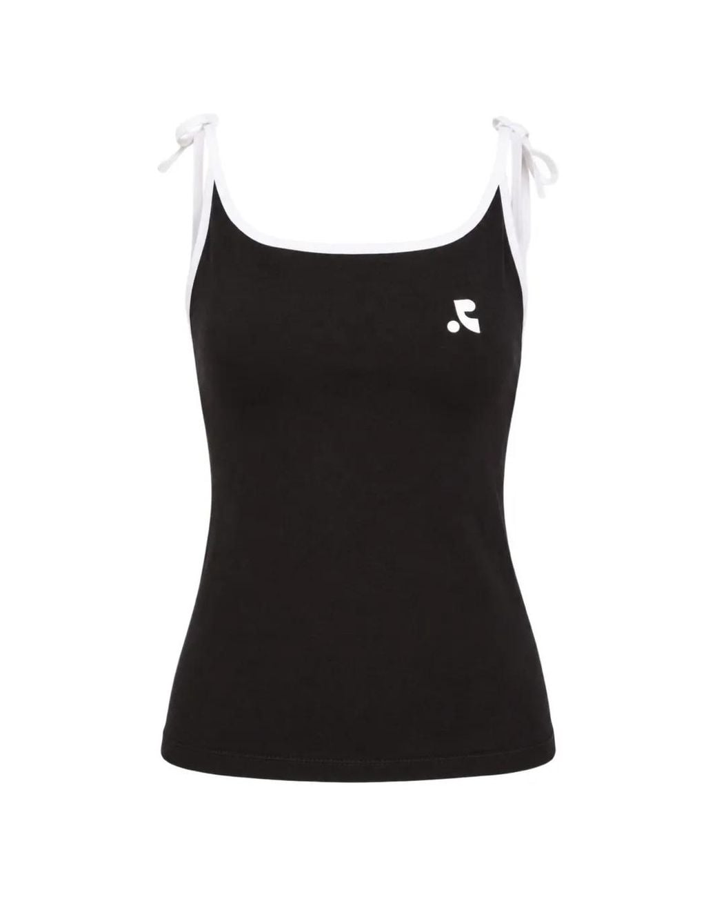 Rest&Recreation Black Tie-Strap Logo-Print Top