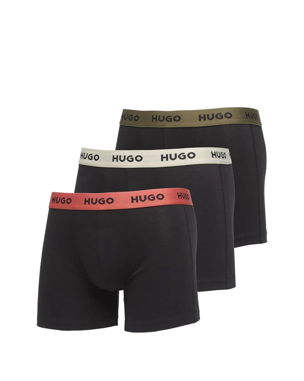 HUGO Black Logo-Waistband Boxers (Set Of Three) for men