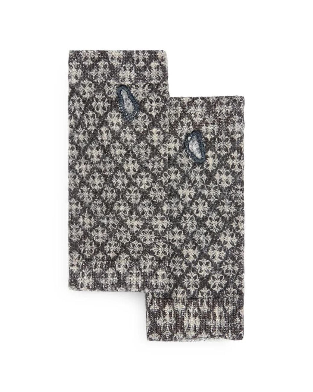 Momoní Gray Morie Patterned Mittens