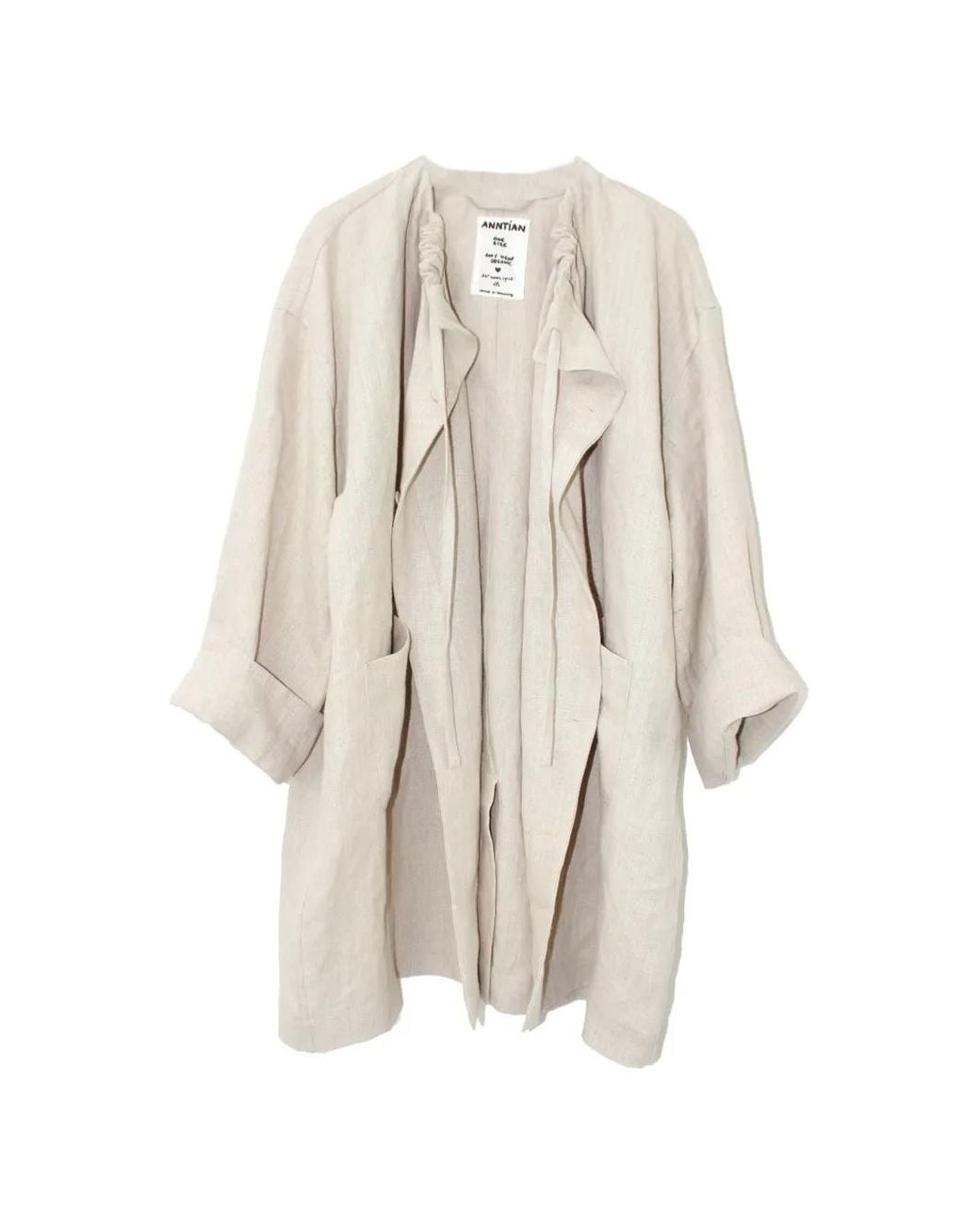 Anntian White Patch-Pocket Trench Coat