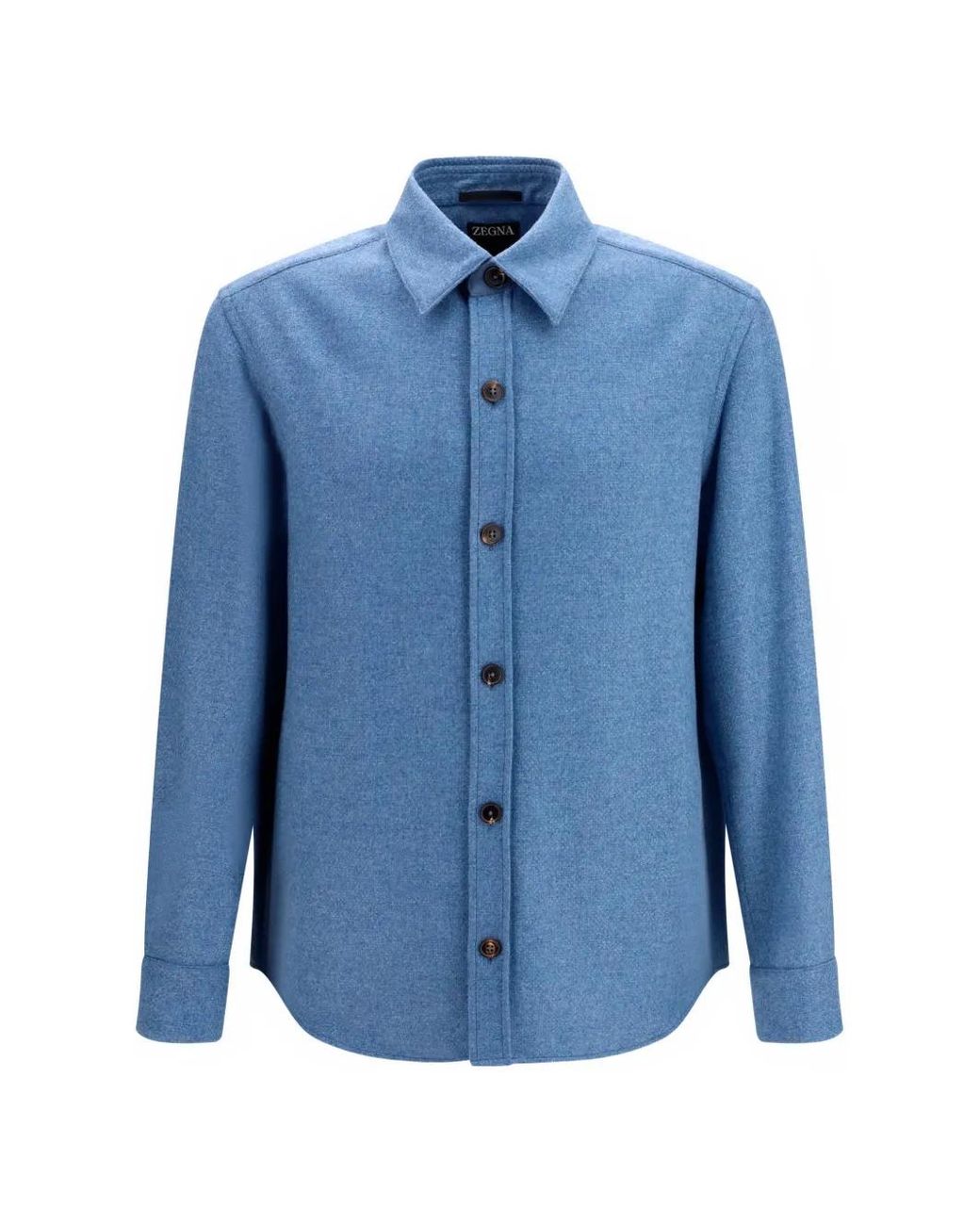 Zegna Blue Button-Up Overshirt for men