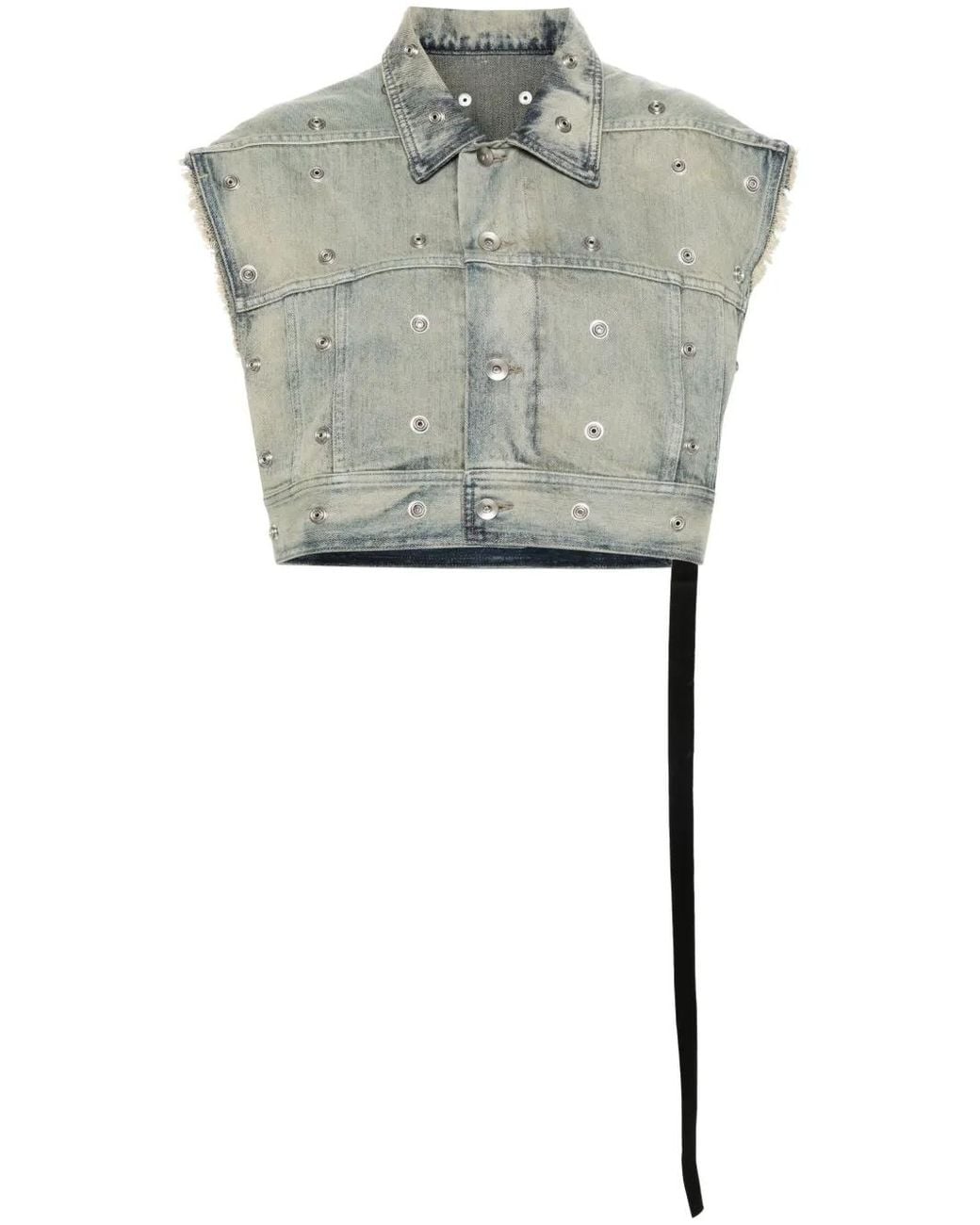 Rick Owens Gray Jumbo Worker Denim Vest