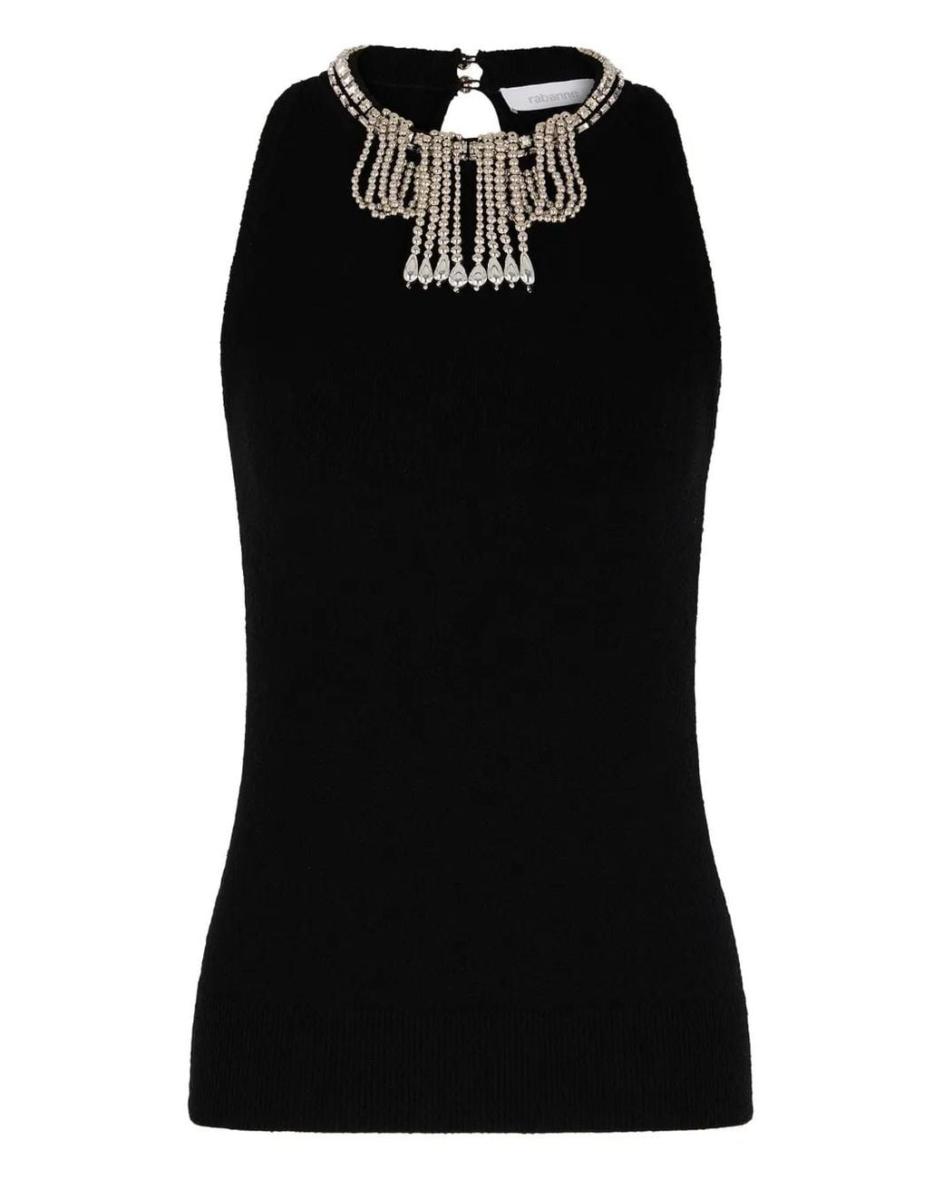 Rabanne Black Jeweled-Embroidered Top
