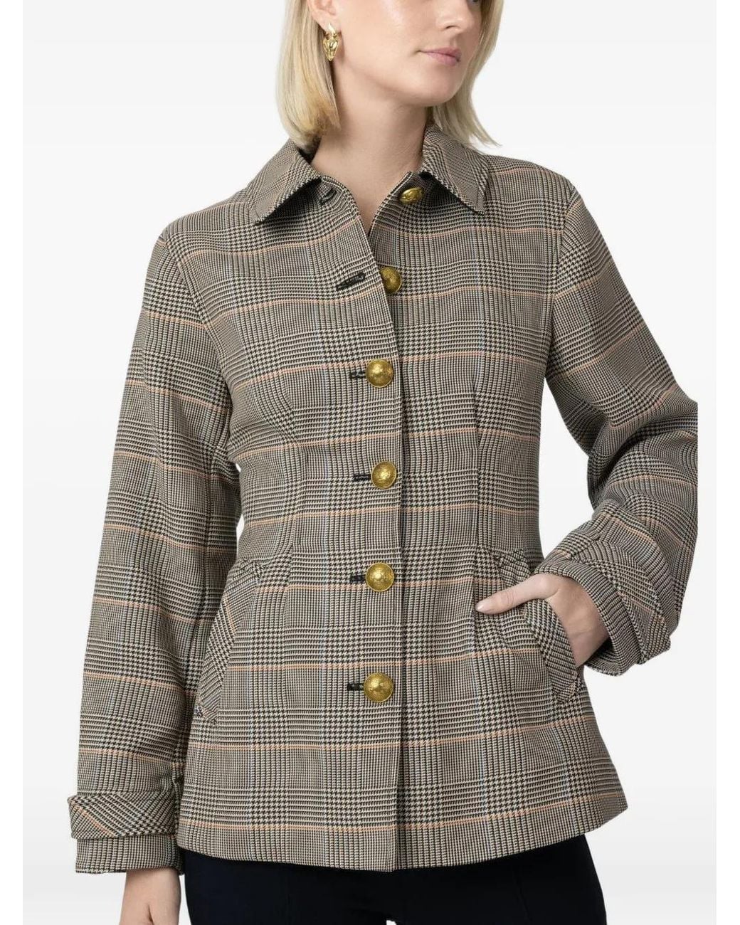 Veronica Beard Gray Severine Checked Jacket