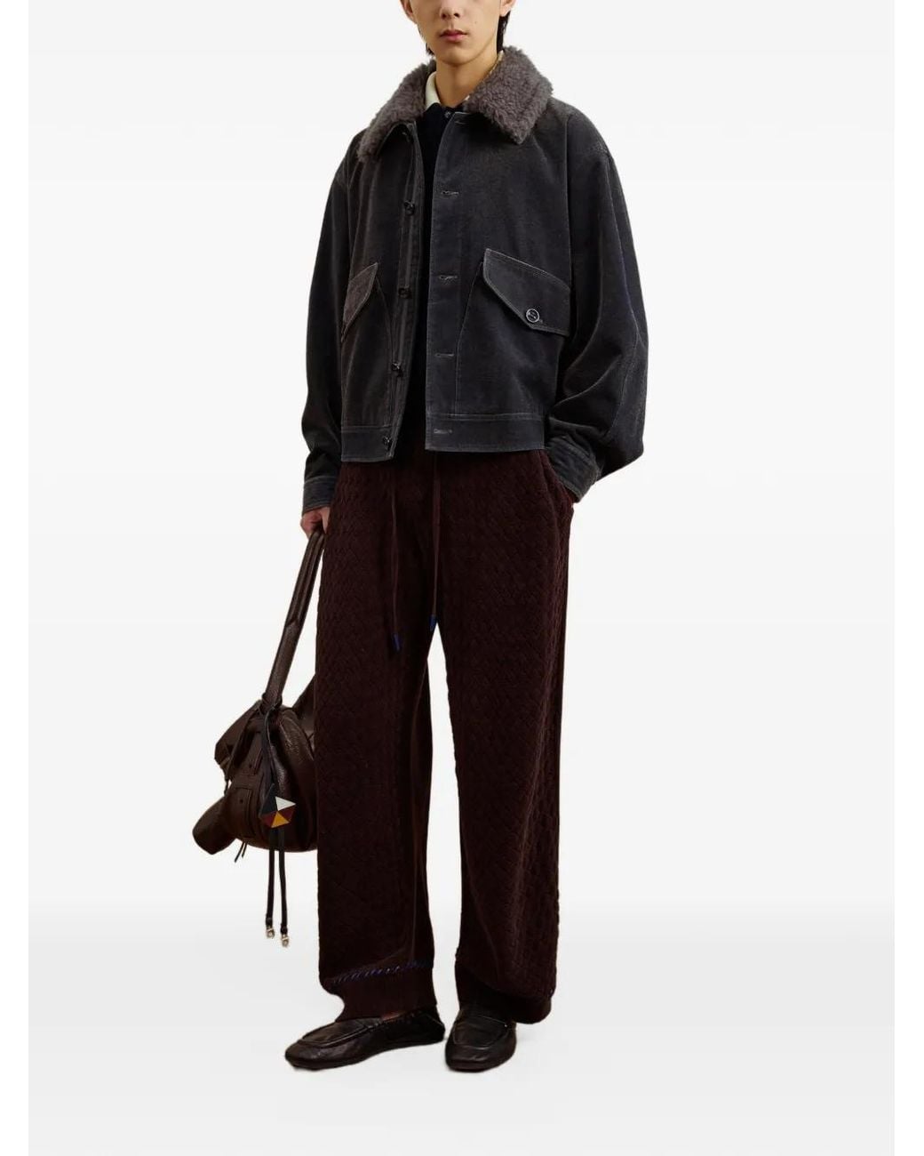 CROQUIS Shearling-Collar Denim Jacket in Black for Men | Lyst